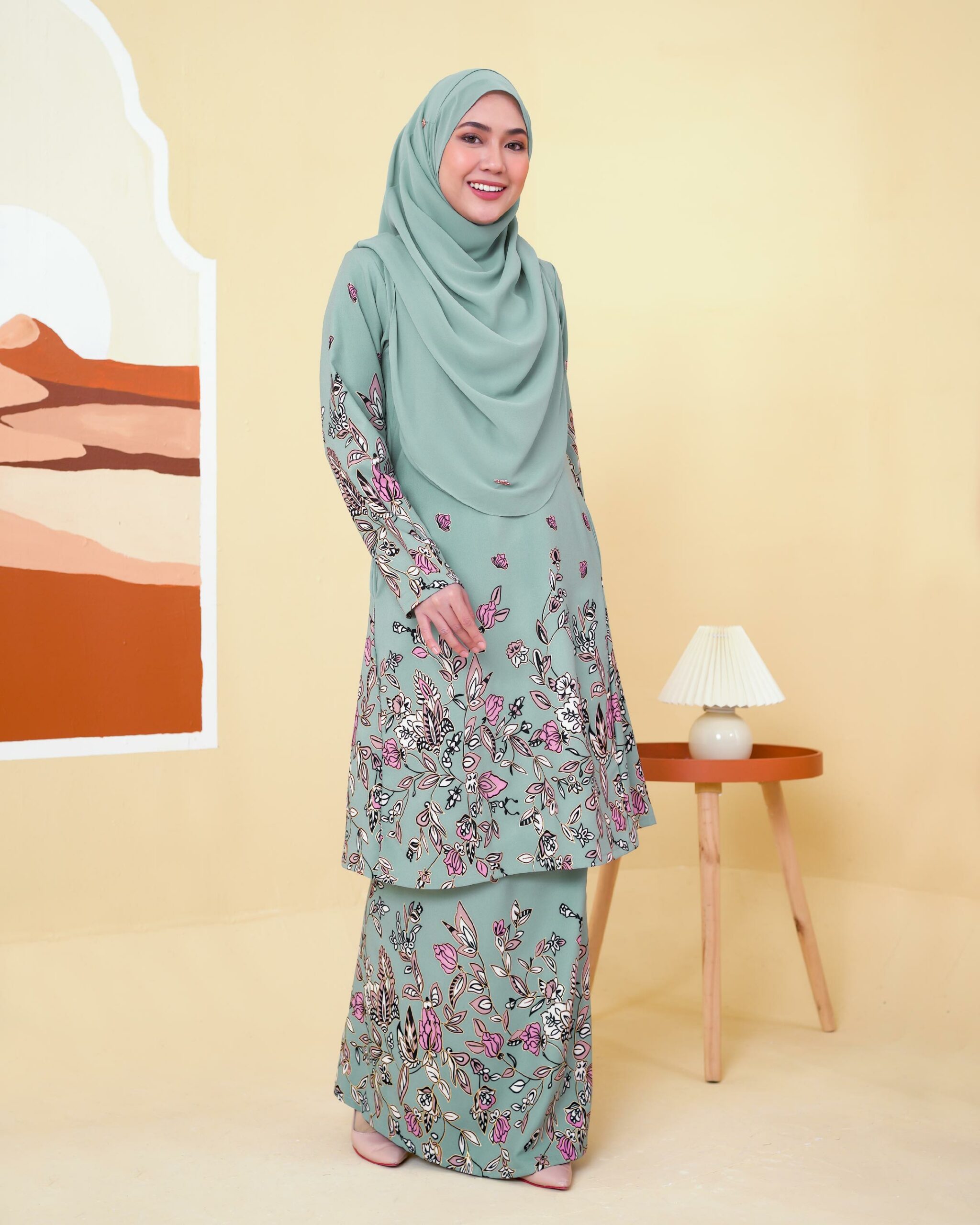 Baju Kurung Pahang Gold Line Radhiyah Riveria Blue The Sultanah