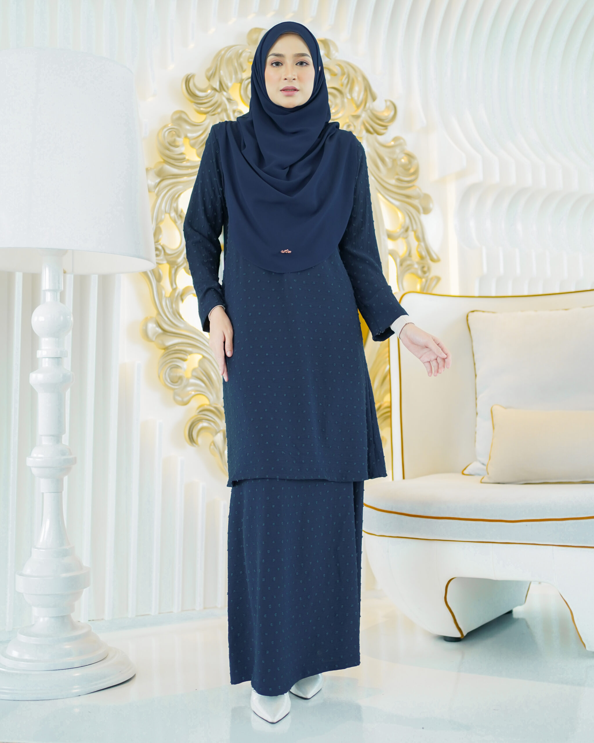 Baju Kurung Moden Rania Navy Blue The Sultanah